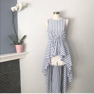 Hi Low Striped Blue & White Top